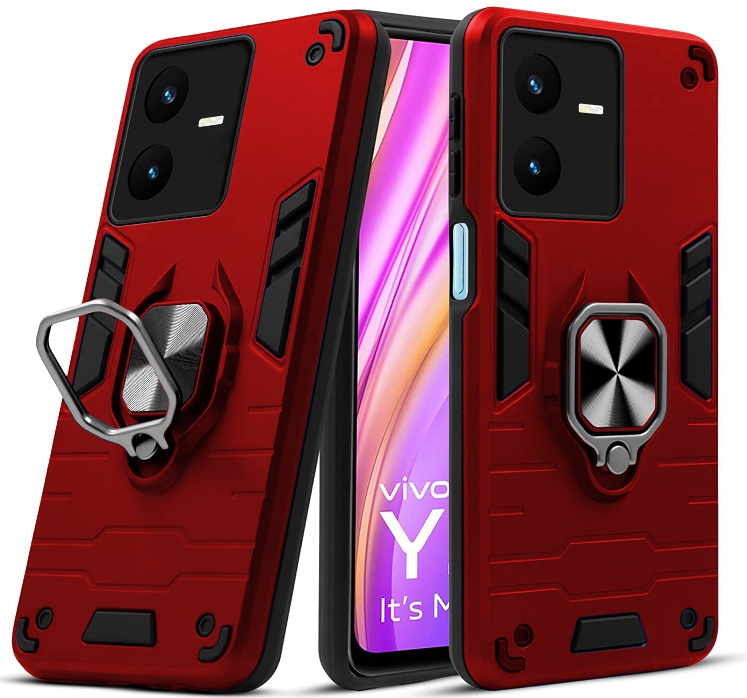 Vivo Y22 Black Panther Metal Bracket Shockproof Protective Back Case