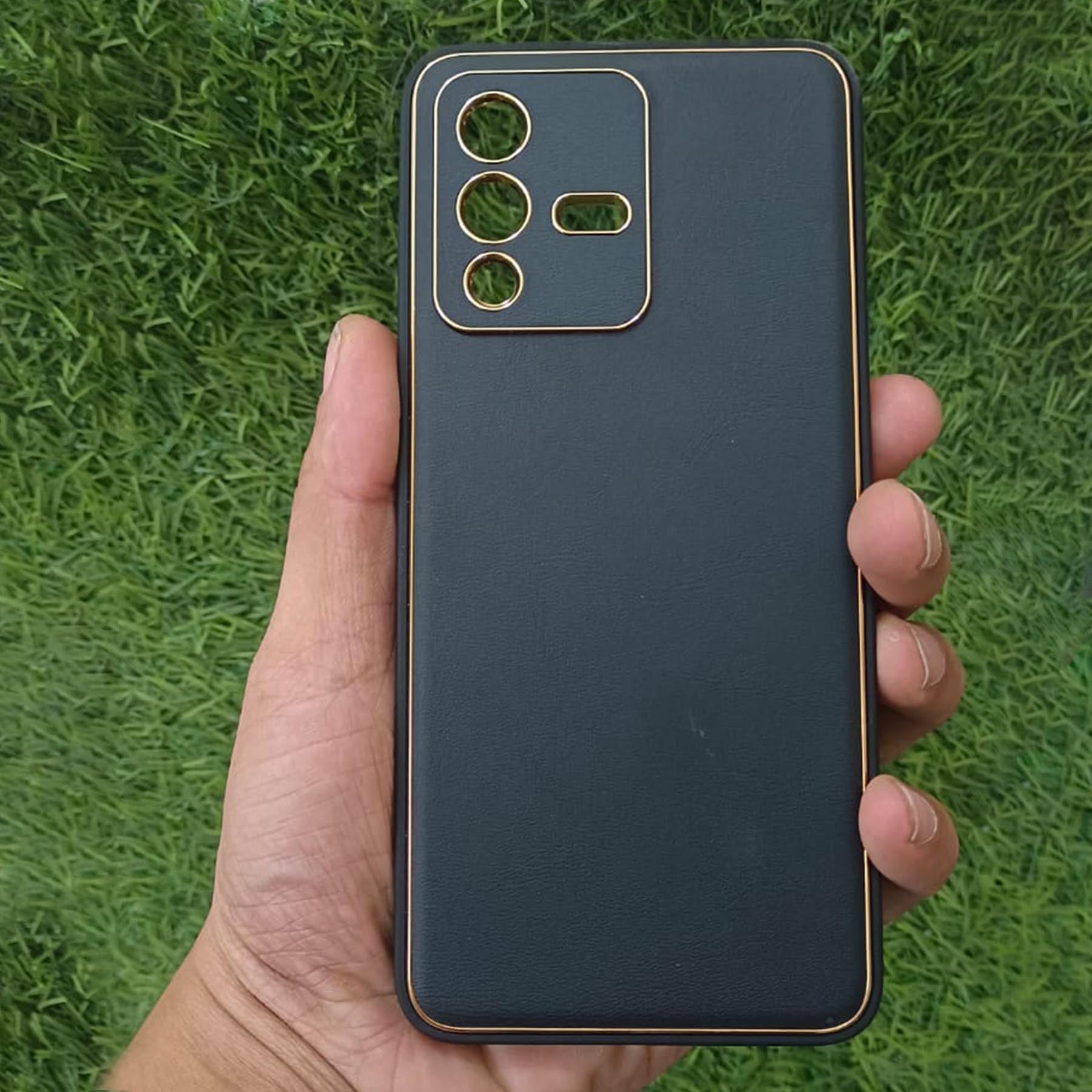 Vivo V23 5g 5G Gold Electroplating Leather Chrome Back Cover