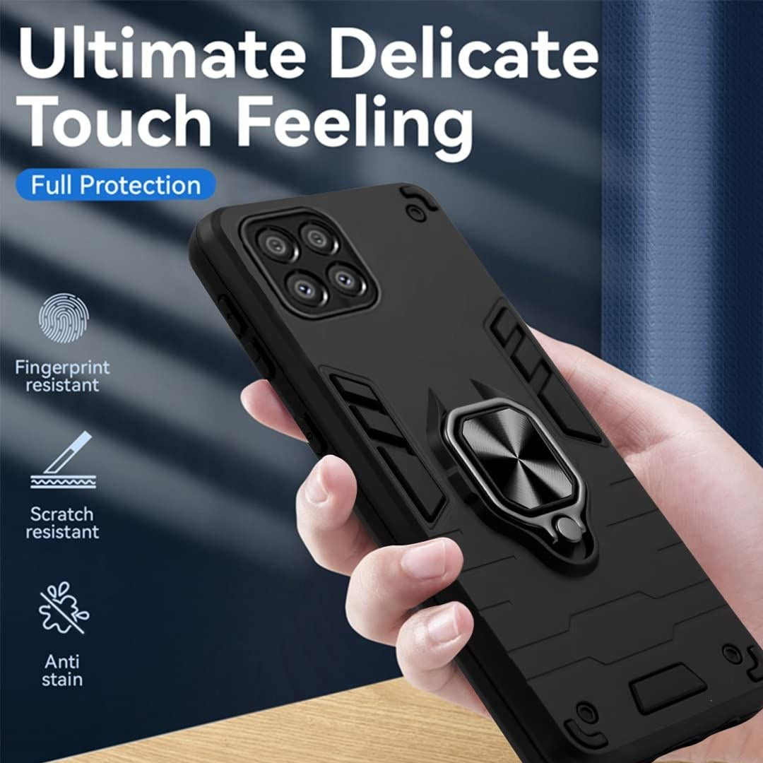 Galaxy A22 5G Black Panther Metal Bracket Shockproof Protective Back Case