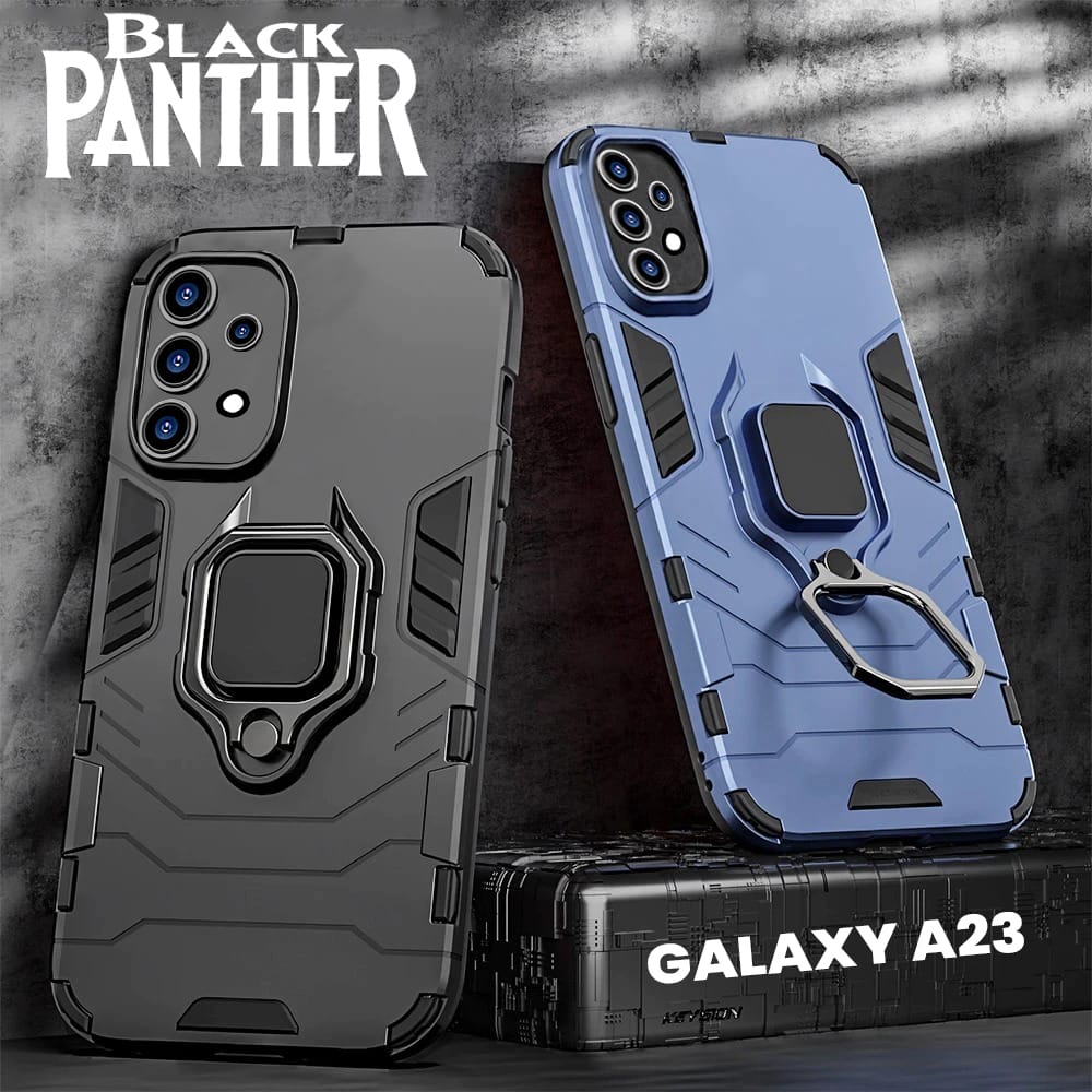 Galaxy A23 Black Panther Metal Bracket Shockproof Protective Back Case
