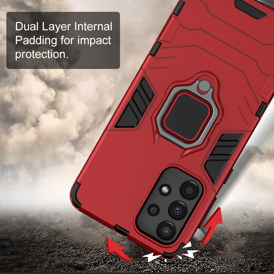 Galaxy A23 Black Panther Metal Bracket Shockproof Protective Back Case