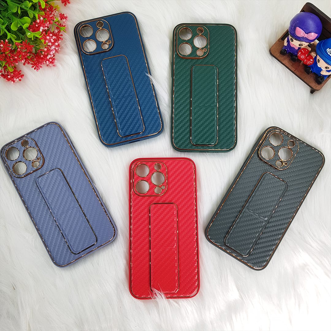 Tempered Shop- iPhone13/iPhone13 pro/iPhone 13 pro-max Carbon Leather with Back Stand case