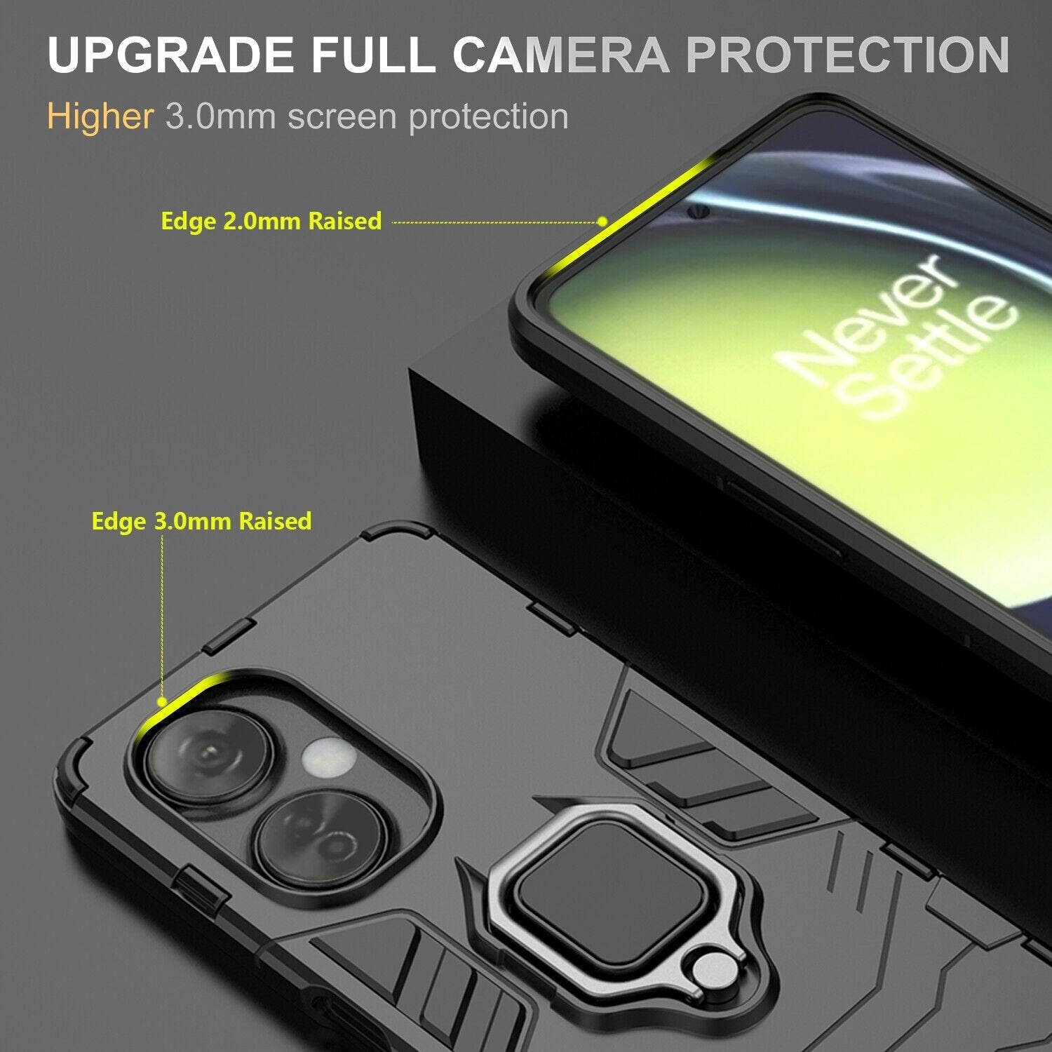 OnePlus Nord CE 3 LITE 5G Black Panther Metal Bracket Shockproof Protective Back Case