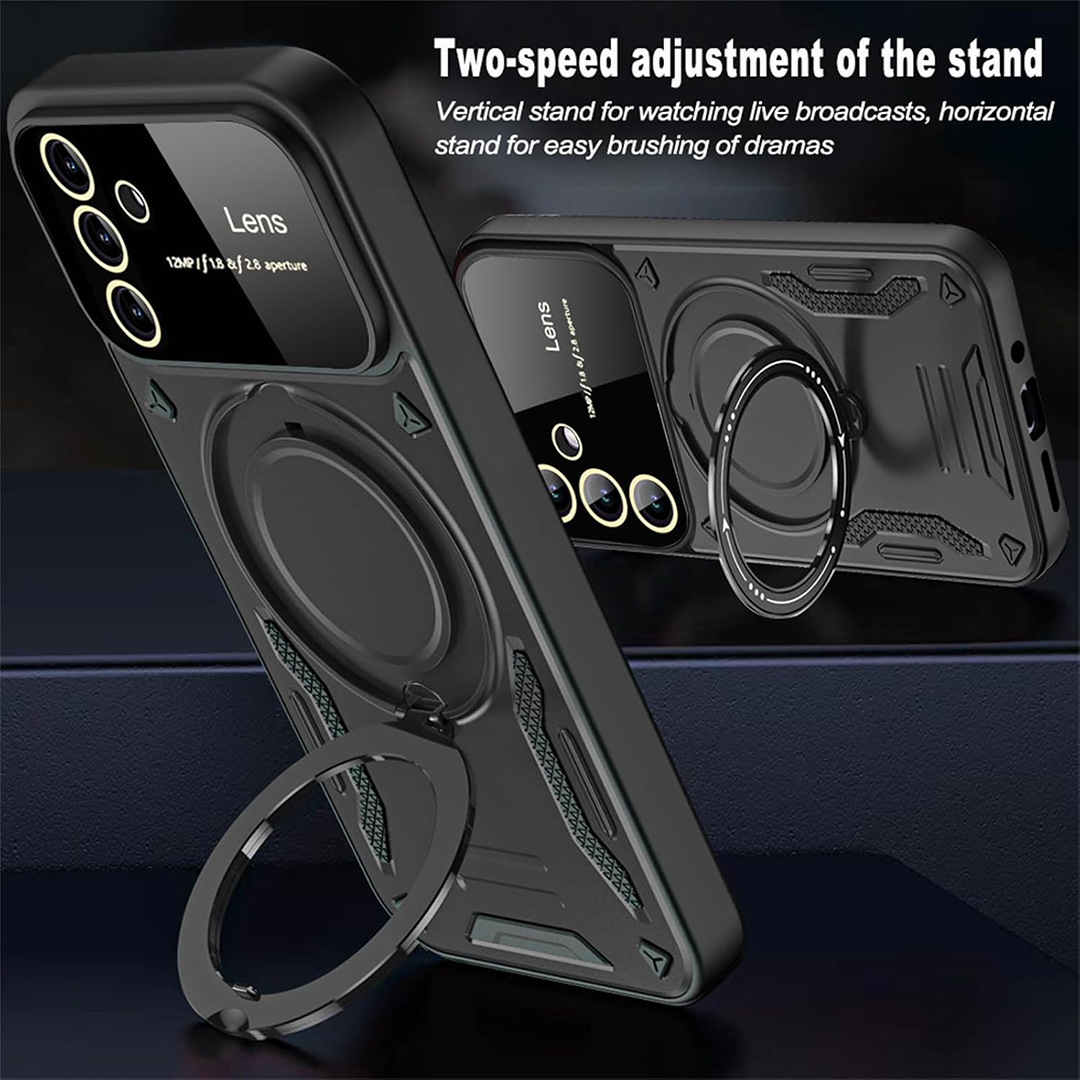 SAMSUNG GALAXY S23 FE 5G Heavy Duty Rugged Shockproof Camera Lens Protector Phone Cover with Kickstand