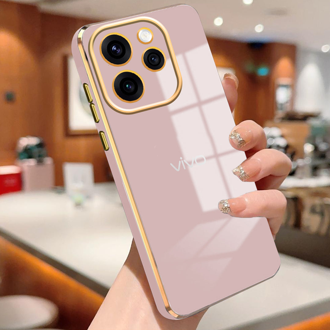 VIVO V70 5G ULTRA-SHINE GOLD ELECTROPLATED LUXURIOUS  BACK CASE WITH CAMERA PROTECTION