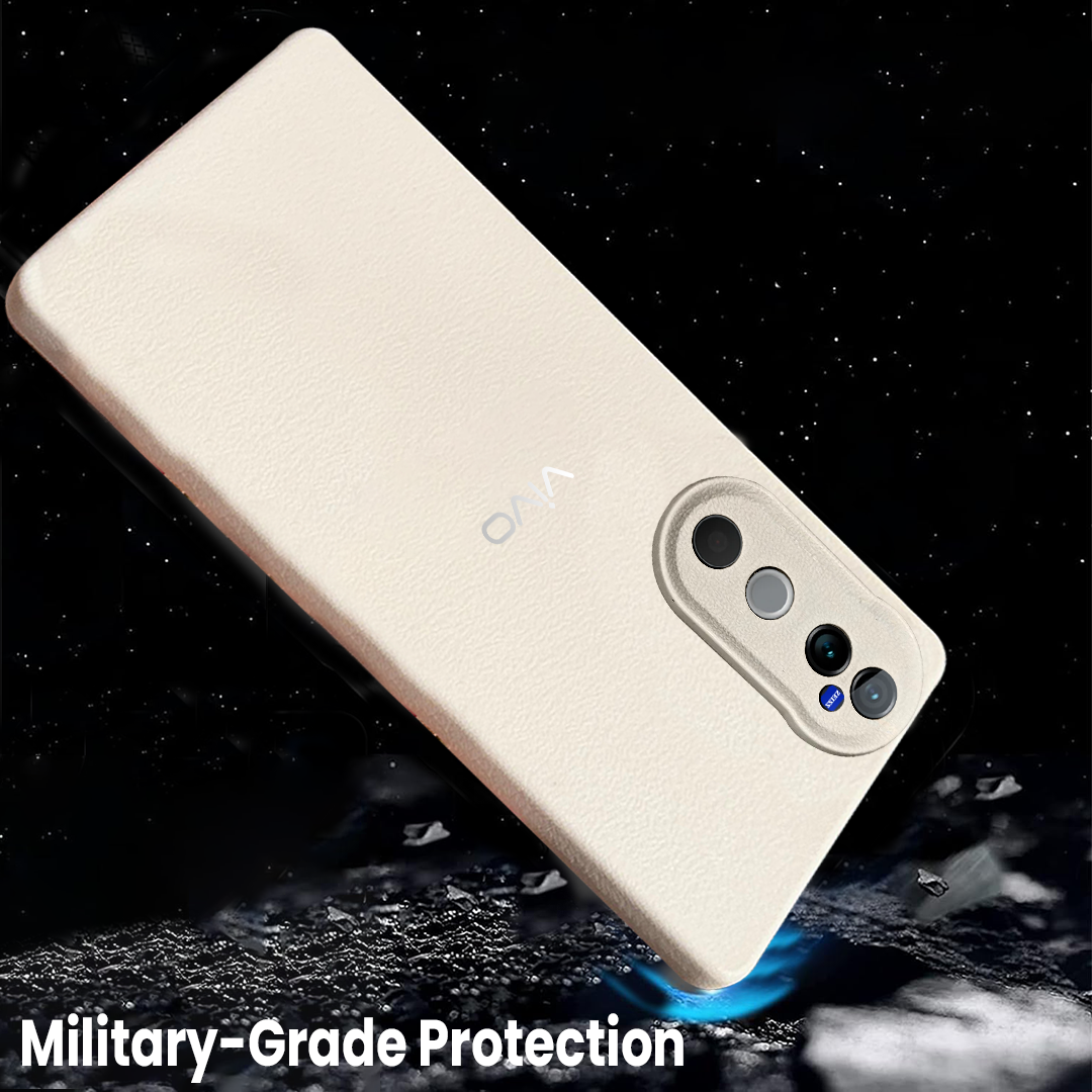 VIVO V40 5G Solid Color Leather Texture Matte Phone Back Case