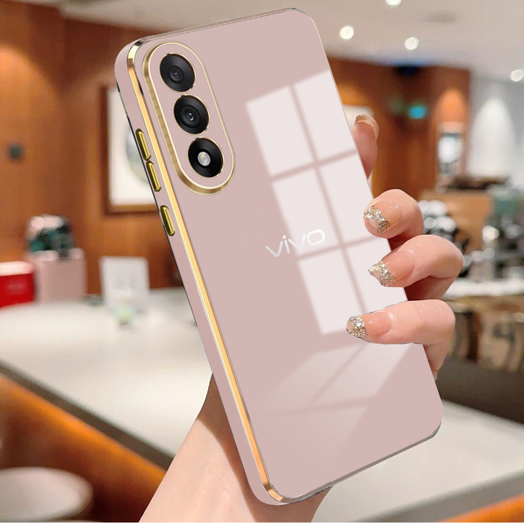 VIVO V70 FE 5G ULTRA-SHINE GOLD ELECTROPLATED LUXURIOUS  BACK CASE WITH CAMERA PROTECTION