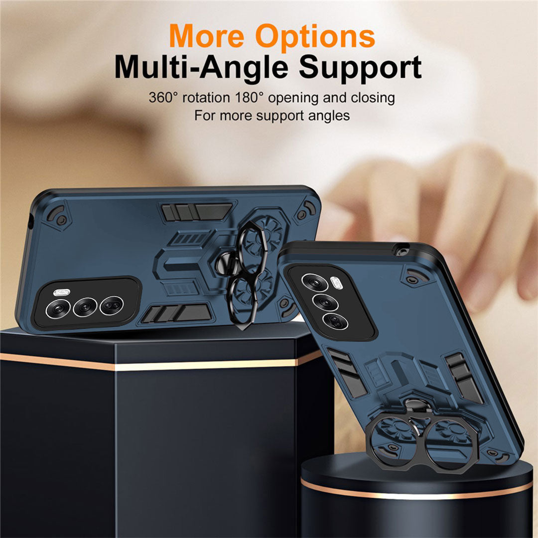 Oppo Reno 12 5G Armor knight Series Camera Protection 2 in 1 Shockproof Phone Cover with Kickstand