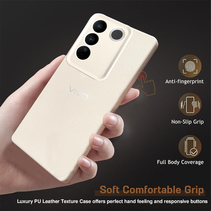 VIVO Y200 5G Solid Color Leather Texture Matte Phone Back Case