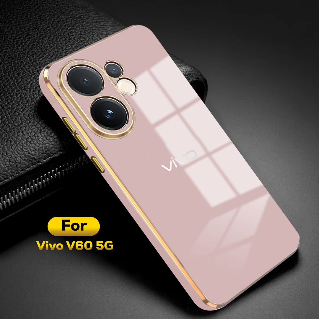 VIVO V60 5G ULTRA-SHINE GOLD ELECTROPLATED LUXURIOUS  BACK CASE WITH CAMERA PROTECTION