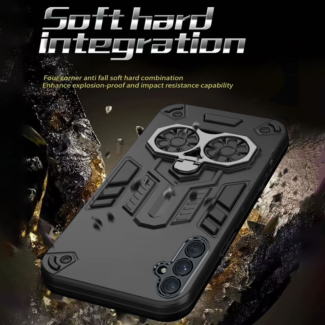Samsung S24 5G Armor knight Series Camera Protection 2 in 1 Shockproof Phone Cover with Kickstand