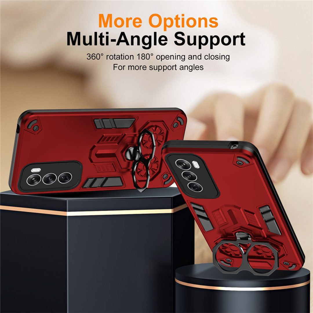 Oppo Reno 12 5G Armor knight Series Camera Protection 2 in 1 Shockproof Phone Cover with Kickstand