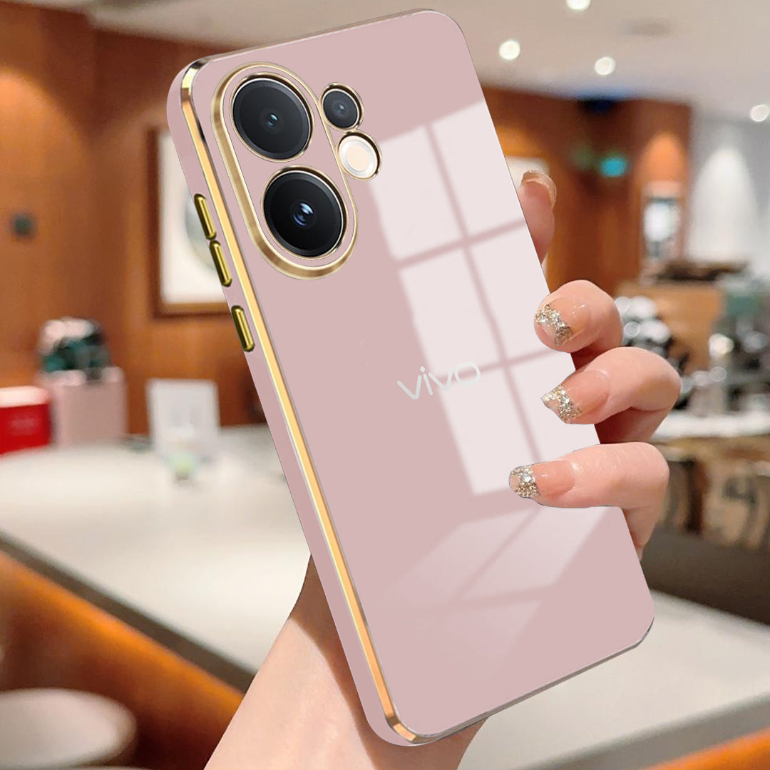 VIVO V60e 5G ULTRA-SHINE GOLD ELECTROPLATED LUXURIOUS  BACK CASE WITH CAMERA PROTECTION