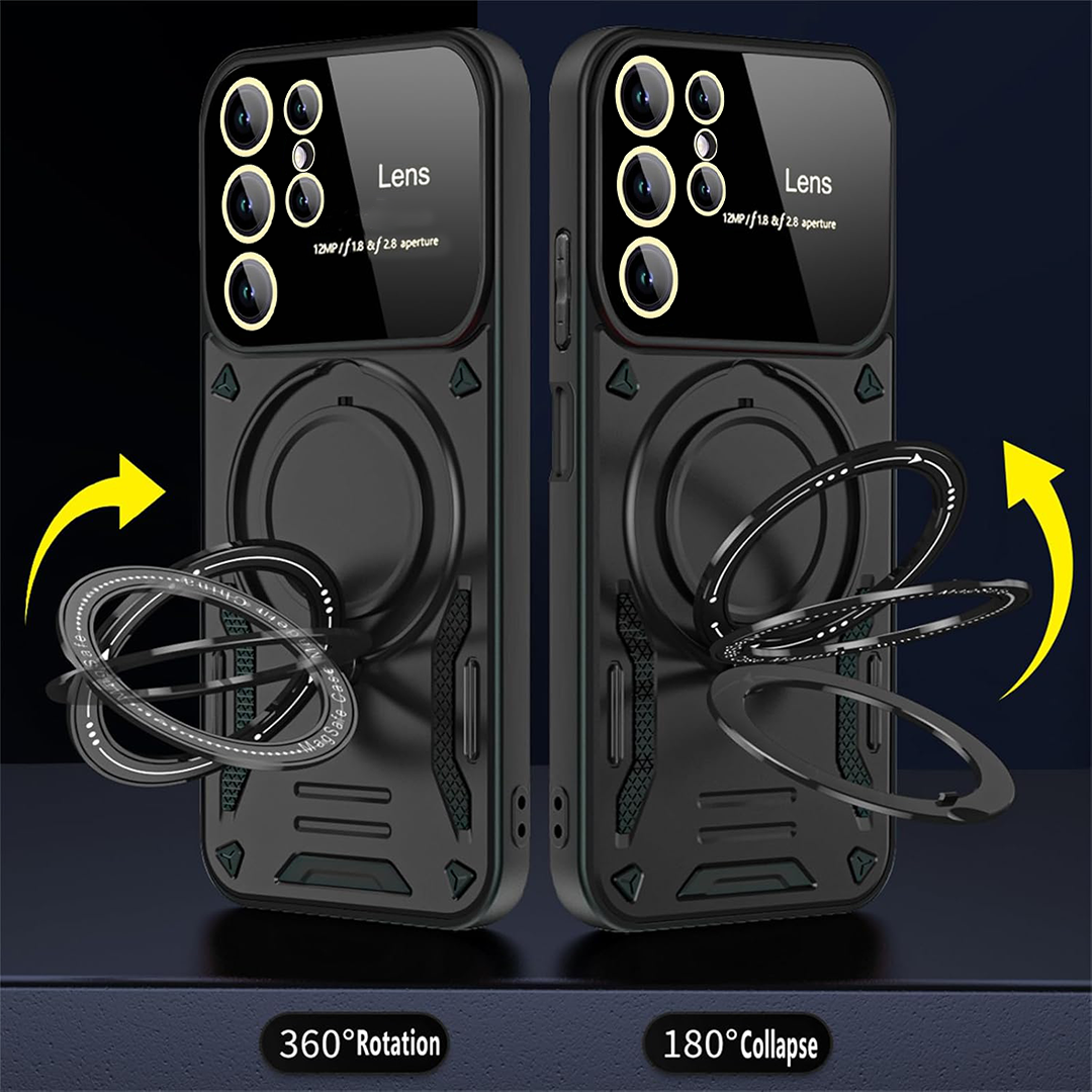 SAMSUNG GALAXY S23 Ultra 5G Heavy Duty Rugged Shockproof Camera Lens Protector Phone Cover with Kickstand