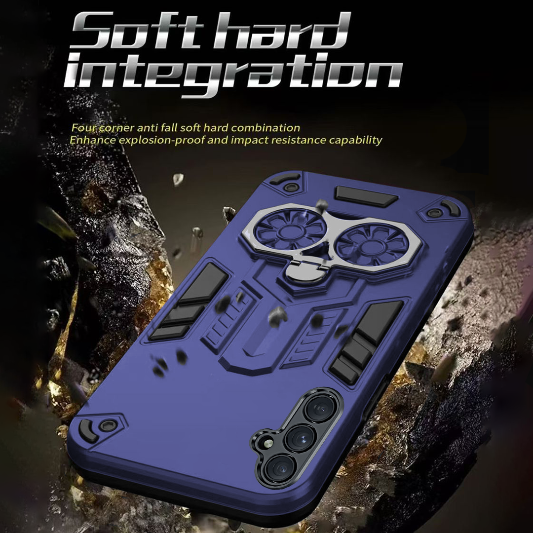 Samsung S24 5G Armor knight Series Camera Protection 2 in 1 Shockproof Phone Cover with Kickstand