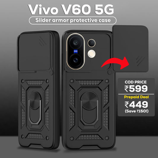 VIVO V60 5G Armor Military-grade Case With Sliding Camera Cover & 360 Kickstand
