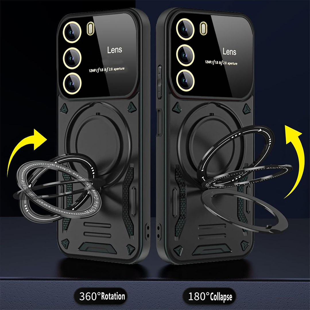 Oppo Reno 12 5G Heavy Duty Rugged Shockproof Camera Lens Protector Phone Cover with Kickstand
