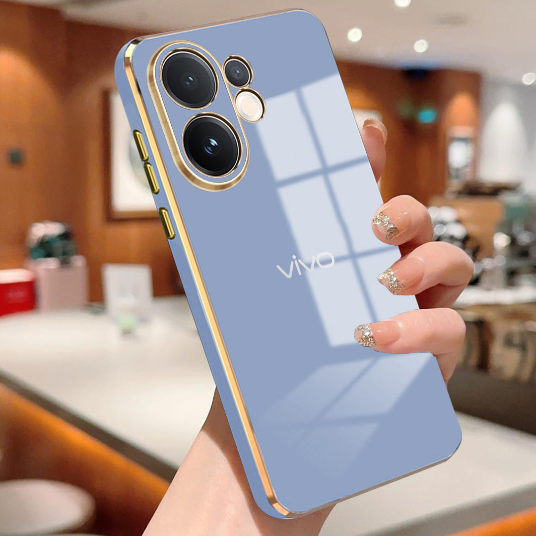 VIVO V60 5G ULTRA-SHINE GOLD ELECTROPLATED LUXURIOUS  BACK CASE WITH CAMERA PROTECTION