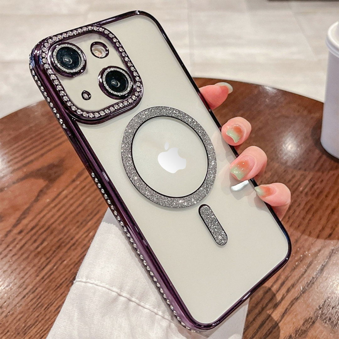 IPHONE 14 PLUS 5G Diamond Gradient Plated MagSafe TPU With Camera Lens Protection Phone Case
