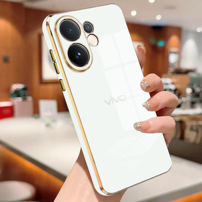 VIVO V60 5G ULTRA-SHINE GOLD ELECTROPLATED LUXURIOUS  BACK CASE WITH CAMERA PROTECTION