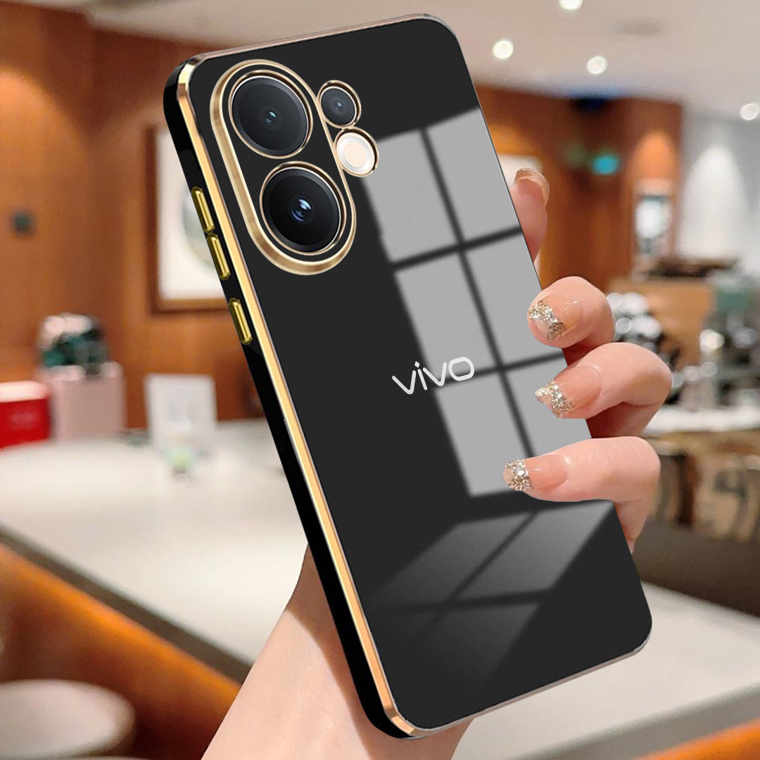 VIVO V60e 5G ULTRA-SHINE GOLD ELECTROPLATED LUXURIOUS  BACK CASE WITH CAMERA PROTECTION