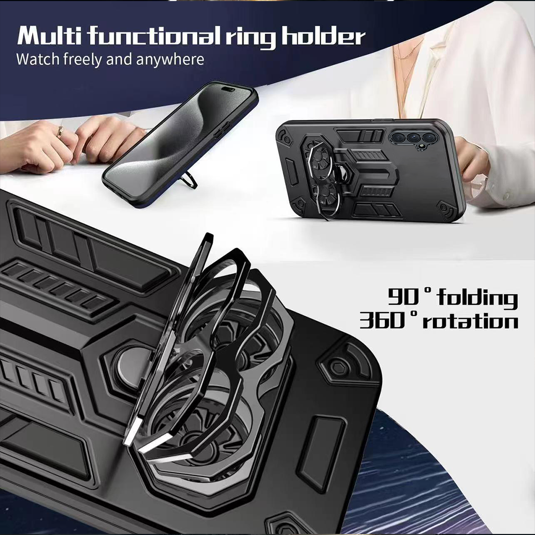 Samsung S24 5G Armor knight Series Camera Protection 2 in 1 Shockproof Phone Cover with Kickstand