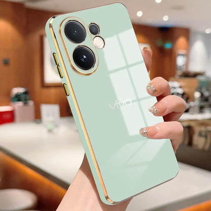 VIVO V60 5G ULTRA-SHINE GOLD ELECTROPLATED LUXURIOUS  BACK CASE WITH CAMERA PROTECTION