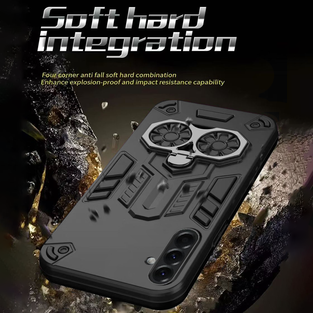 Samsung Galaxy A56 5G Armor knight Series Camera Protection 2 in 1 Shockproof Phone Cover with Kickstand