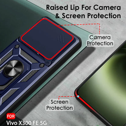 VIVO X300 FE 5G Armor Military-grade Case With Sliding Camera Cover & 360 Kickstand