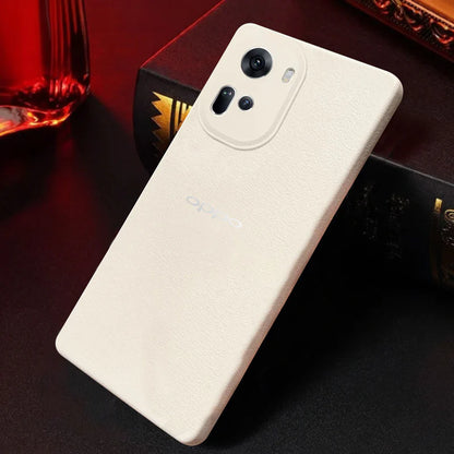 Oppo Reno 11 5G Solid Color Leather Texture Matte Phone Back Case