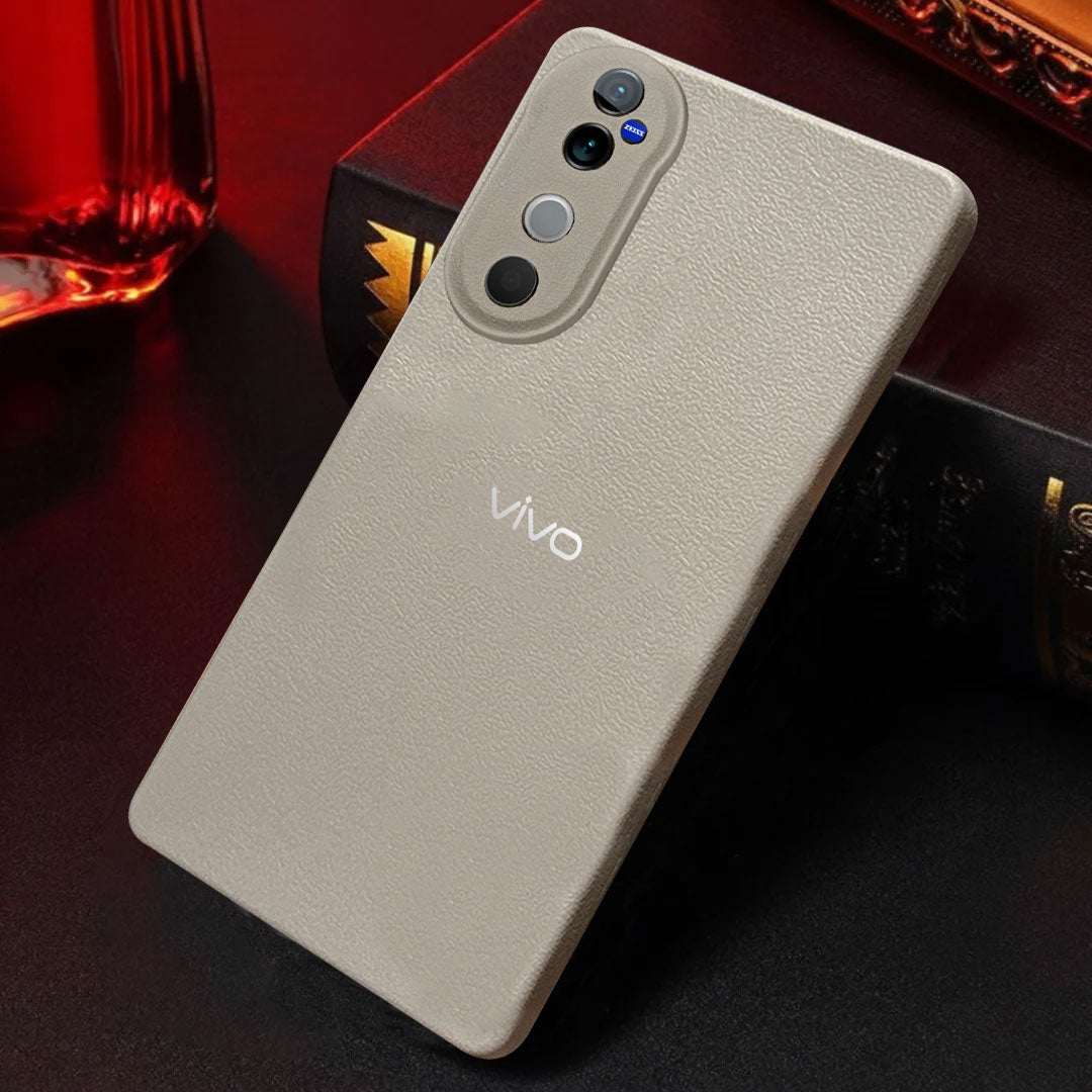 VIVO V40 5G Solid Color Leather Texture Matte Phone Back Case