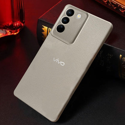 VIVO Y200 5G Solid Color Leather Texture Matte Phone Back Case