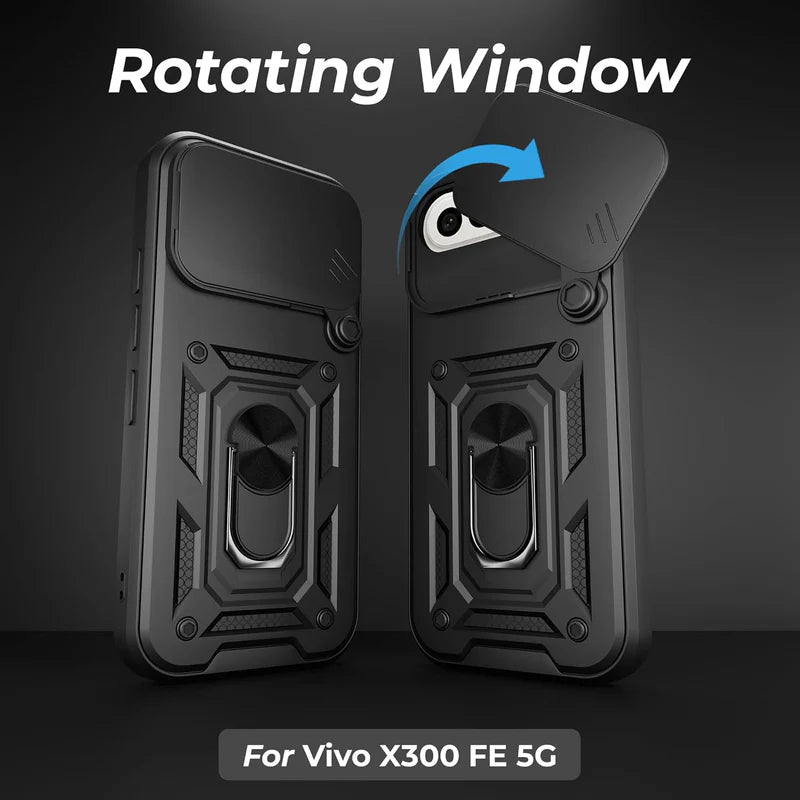 VIVO X300 FE 5G Armor Military-grade Case With Sliding Camera Cover & 360 Kickstand