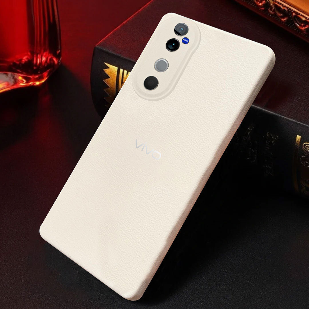 VIVO V40 5G Solid Color Leather Texture Matte Phone Back Case