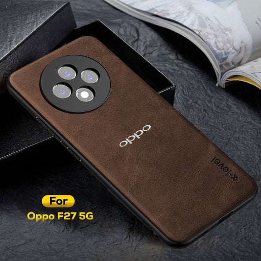 OPPO F27/RENO 12F 5G Business Style PU LEATHER PROTECTIVE BACK CASE WITH CAMERA PROTECTION