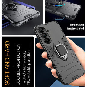 Galaxy A25 5G Black Panther Metal Bracket Shockproof Protective Back Case