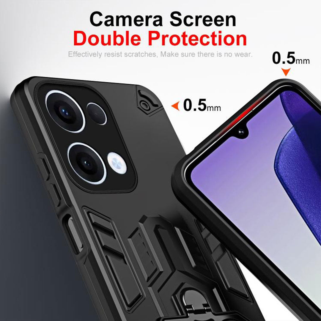 Oppo Reno 13 5G Armor knight Series Camera Protection 2 in 1 Shockproof Phone Cover with Kickstand
