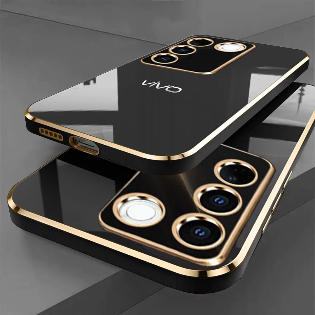 VIVO V27 5G ULTRA-SHINE GOLD ELECTROPLATED LUXURIOUS  BACK CASE WITH CAMERA PROTECTION