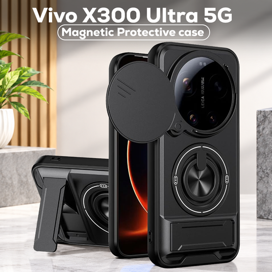 VIVO X300 ULTRA 5G Built-in Ring Stand and Folding Stand, Lens Protection Slider, Magnetic Protective case