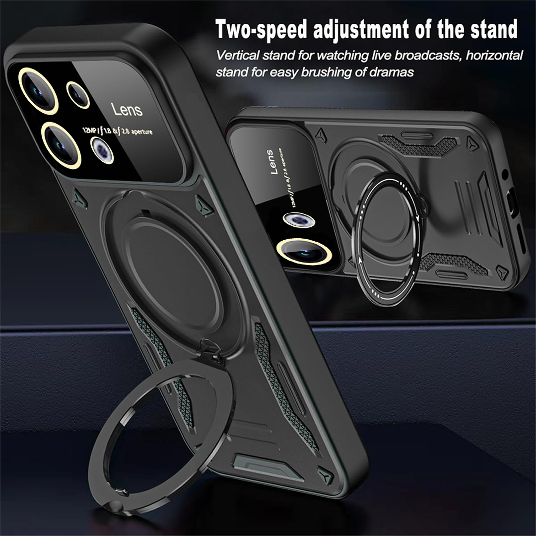 Oppo Reno 13 PRO 5G Heavy Duty Rugged Shockproof Camera Lens Protector Phone Cover with Kickstand