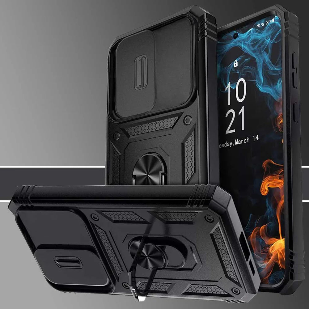 VIVO V29 5G Armor Military-grade Case With Sliding Camera Cover & 360 Kickstand-BLACK