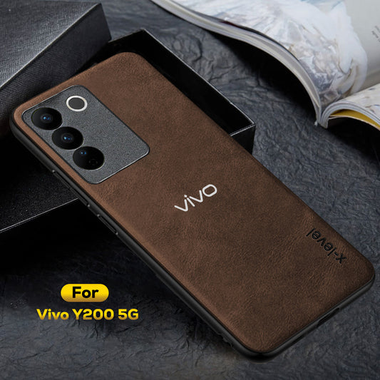 VIVO Y200 5G Business Style PU LEATHER PROTECTIVE BACK CASE WITH CAMERA PROTECTION