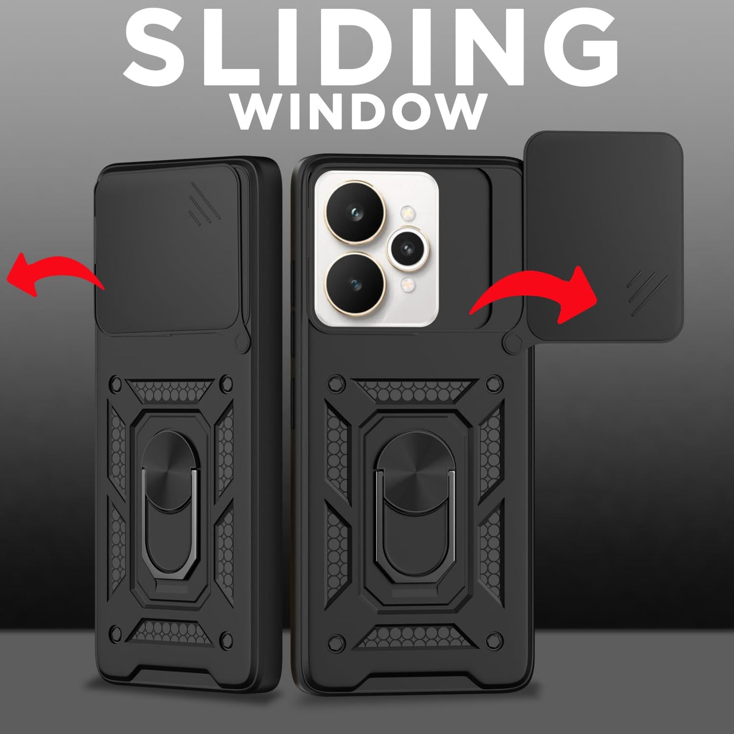 Realme 15 Pro 5G Armor Military-grade Case With Sliding Camera Cover & 360 Kickstand