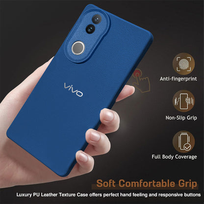 Vivo V50 5G Solid Color Leather Texture Matte Phone Back Case