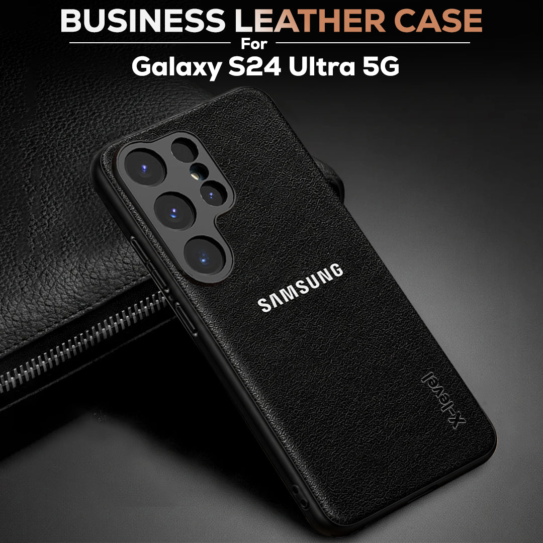 Samsung Galaxy S24 ULTRA 5G BUSINESS STYLE PU LEATHER PROTECTIVE BACK CASE WITH CAMERA PROTECTION