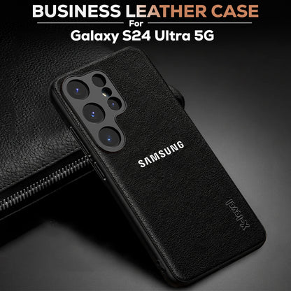 Samsung Galaxy S24 ULTRA 5G BUSINESS STYLE PU LEATHER PROTECTIVE BACK CASE WITH CAMERA PROTECTION