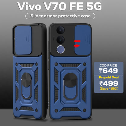 VIVO V70 FE 5G Armor Military-grade Case With Sliding Camera Cover & 360 Kickstand