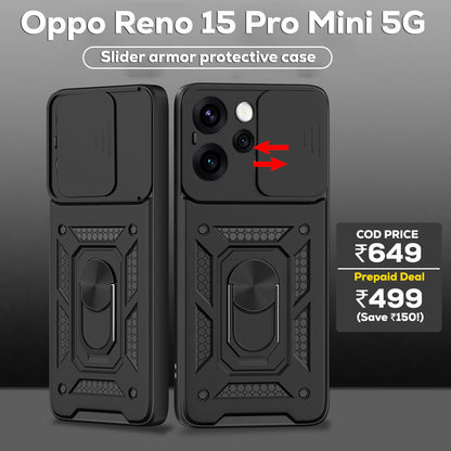 OPPO RENO 15 PRO MINI 5G Armor Military-grade Case With Sliding Camera Cover & 360 Kickstand