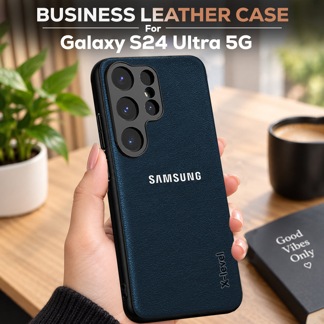 Samsung Galaxy S24 ULTRA 5G BUSINESS STYLE PU LEATHER PROTECTIVE BACK CASE WITH CAMERA PROTECTION