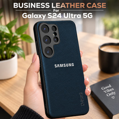 Samsung Galaxy S24 ULTRA 5G BUSINESS STYLE PU LEATHER PROTECTIVE BACK CASE WITH CAMERA PROTECTION